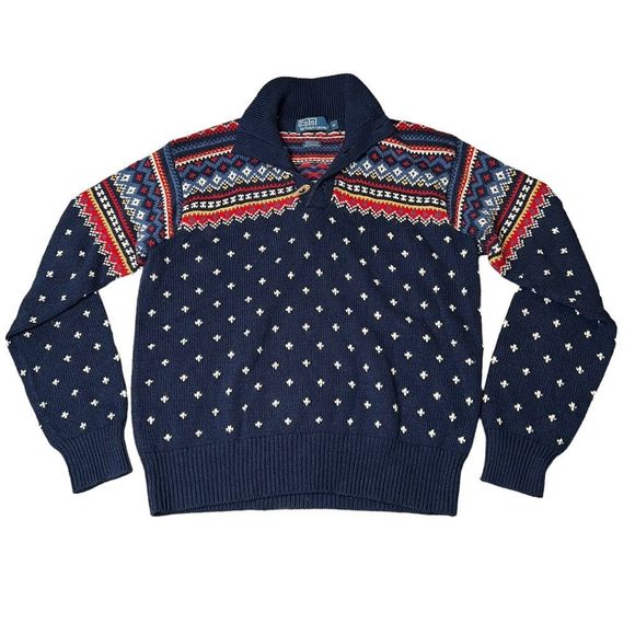 Polo Ralph Lauren Other - Polo Ralph Lauren Vintage Navy Scandinavian Norwegian Fair Isle Sweater Size M